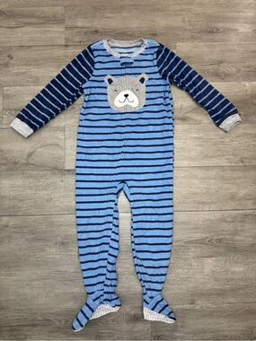 Carter’s 5T Footed Pajamas Blue Stripe Bear Sleeper Kids